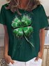 Women's Shamrock Short Sleeve Tee T-shirt Crew Neck Casual Summer Top