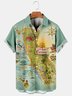 Mens California Map Casual Breathable Short Sleeve Hawaiian Shirts
