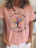 Women Floral Short Sleeve Tee T-shirt Crew Neck Vintage Summer Top