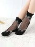 JFN JFN Transparent Lace flower stockings Crystal Silk Floral Socks
