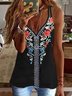 JFN Spaghetti Strap Floral Casual Mexican Blouse