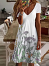 Floral Regular Fit Casual Cotton Blends Short Sleeve Knit Dress