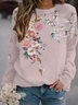 Loosen Crew Neck Floral Casual Sweatershirt