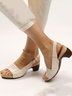 JFN Retro Solid Simple Open Toe Chunky Heel Sandals