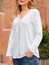 Solid Paneled Long Sleeve V Neck Blouses & Tops