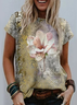 Vacation Floral Crew Neck Short Sleeve T-Shirt