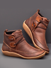 JFN Women Christmas Vintage West Styles Braided Strap Flat Heel Winter Classic Boots