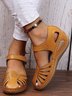 JFN Vintage Floral Cutout Velcro Casual Sandals