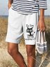 Loosen Cotton Blends Casual Interesting Cartoon Shorts