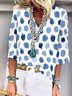 Women's Casual Holiday Weekend Floral T-shirt Tee polka dots Short Sleeve Print Geometric Round Neck Basic Top