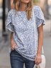 Casual Floral Printed Round Neck Short sleeve Vacation T-Shirt