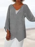 Cotton Linen Shirts for Women Asymmetric Hem Loose Fit Long Sleeve Tunic Top
