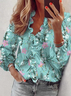 Floral Loose Casual V Neck Tops