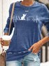 Women's Crew Neck Text Letters Casual Spring/Fall Long Sleeve Sweatshirt
