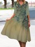 Floral Loose V Neck Casual Dress