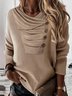 New pile collar button casual long sleeve women Sweatshirt