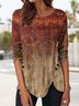 JFN Women Crew Neck Casual Floral Print Ethnic Gradient Long Sleeve Tunic Top