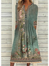 Floral  V Neck Casual Jersey Dress