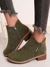 Women British Style Urban Round Toe Comfortable Zip Chunky Heel Low Heel Boots
