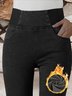 Women High Waist  Warmth Plain Denim Casual  Tight Thicken Leggings