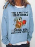 Women's Crew Neck Cat Simple Spring/Fall Long Sleeve Sweatshirt