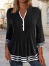 V Neck Geometric Loose Top