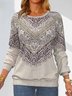 Casual Crew Neck Ethnic Sweatshirt