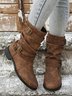 Ruched Buckle Casual Leather Booties