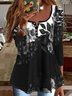 Regular Fit Crew Neck Color Block Top