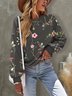 Loose Crew Neck Floral Casual Sweatshirt