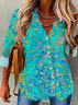 Women's Long Sleeve Shirt Spring/Fall Abstract V Neck Daily Going Out Casual Top