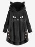 Scratching Cute Cat Embroidered Loose Warm Sweatshirt