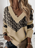 Geometric Print Patchwork Casual Loose Sweatshirt