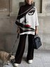 Half Turtleneck  Figure Abstract Two-Piece Set