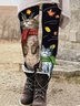 Women's Black legging Christmas Cute Cat Print Thick Warm Leggings