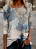 Women Cotton-Blend Ombre Casual  long sleeve T-Shirt