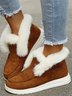 Women Warm Plus Size Casual Color Block Flat Heel Furry Snow Boots