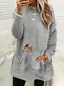 Plush Crew Neck Casual Cat Thermal Sweatshirt Dress