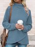 Women Casual Long Sleeve Half Turtleneck Plush Sweatshirt