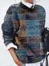 Color Block Vintage Crew Neck Top
