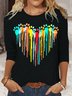 Women's Long Sleeve Blouse Spring/Fall Text Letters Crew Neck Daily Going Out Casual Top
