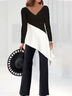 Loose Color Block Two-Piece Set