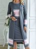 Crew Neck Striped Two-Piece Set