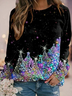 Christmas Holiday Regular Fit Crew Neck Casual Sweatshirt