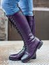 Comfortable Moccasin Upper Zip Block Heel Boots