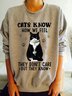 Loose Cat Casual Crew Neck Sweatshirt