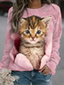 Funny And Cute Cat Round Neck Loose Sweater
