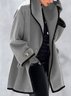 JFN Women Lapel Woolen Cloth Button Long Sleeve Shawl Collar Cardigan Coat	