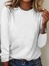 Women's Long Sleeve Blouse Spring/Fall Plain Cotton-Blend Crew Neck Daily Going Out Simple Top