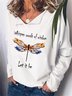 V Neck Casual Dragonfly T-Shirt